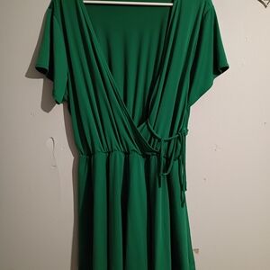 Rainbow Elegant Green Wrap Dress